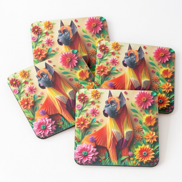 Item preview, 3D boxer origami flowers portrait art designed and sold by EmeraldeaArt.