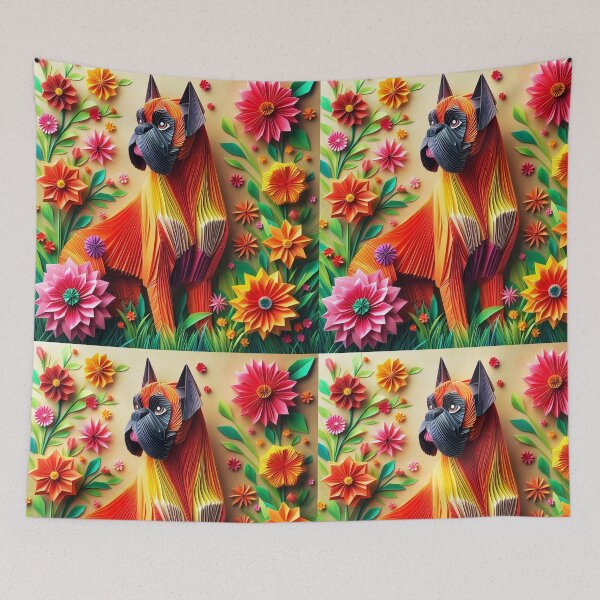 Item preview, 3D boxer origami flowers portrait art designed and sold by EmeraldeaArt.
