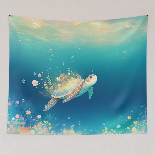 Item preview, Turtle Floral Wonderland Under the Sea designed and sold by AshiraCreations.
