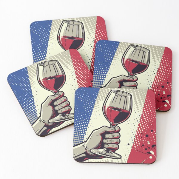 Item preview, Hand Holding Red Wine Glass on Vintage French Flag Design For French Cuisine Lovers designed and sold by Kubala.