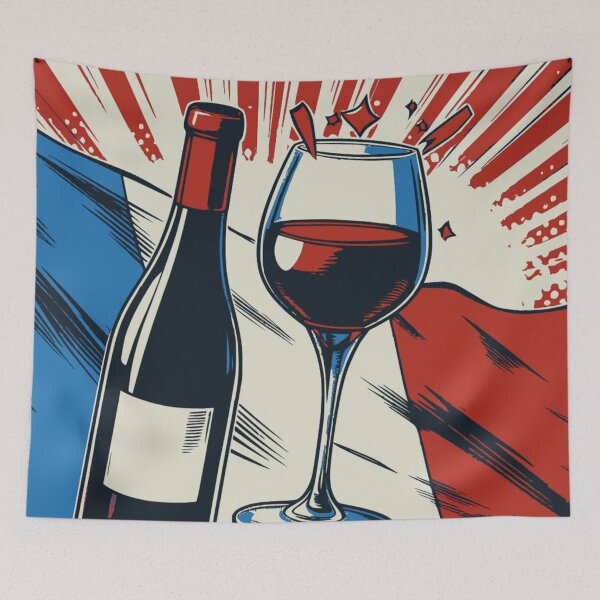Item preview, Red French Wine Bottle and Red Wine Glass on Vintage French Flag Design designed and sold by Kubala.