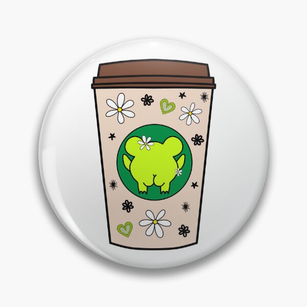 Item preview, Brown Takeaway Cup with Frog Doodle and White Flower Pattern designed and sold by MrsCreative1.