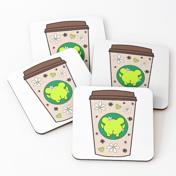 Item preview, Brown Takeaway Cup with Frog Doodle and White Flower Pattern designed and sold by MrsCreative1.
