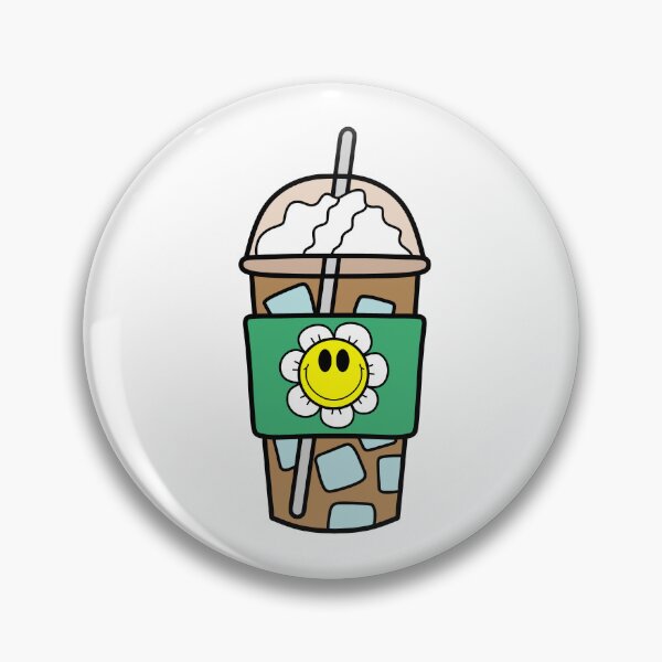 Item preview, See-Through Iced Coffee Cup with Retro Smiley Flower Doodle White and yellow designed and sold by MrsCreative1.