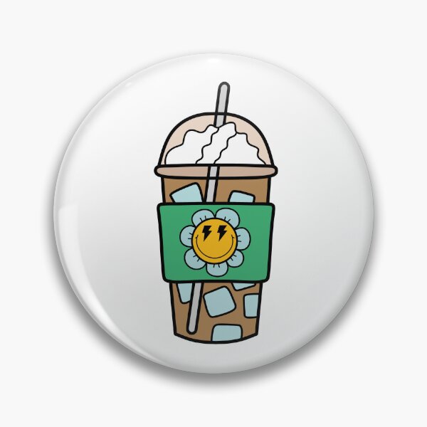Item preview, See-Through Iced Coffee Cup with Retro Smiley Flower Doodle Blue and Orange designed and sold by MrsCreative1.