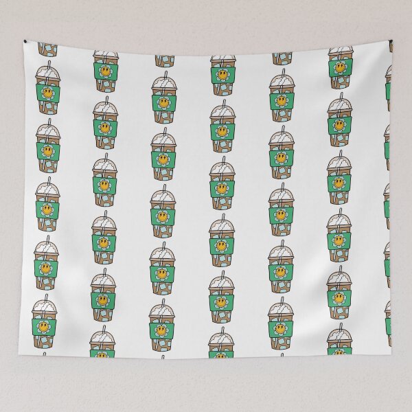 Item preview, See-Through Iced Coffee Cup with Retro Smiley Flower Doodle Blue and Orange designed and sold by MrsCreative1.