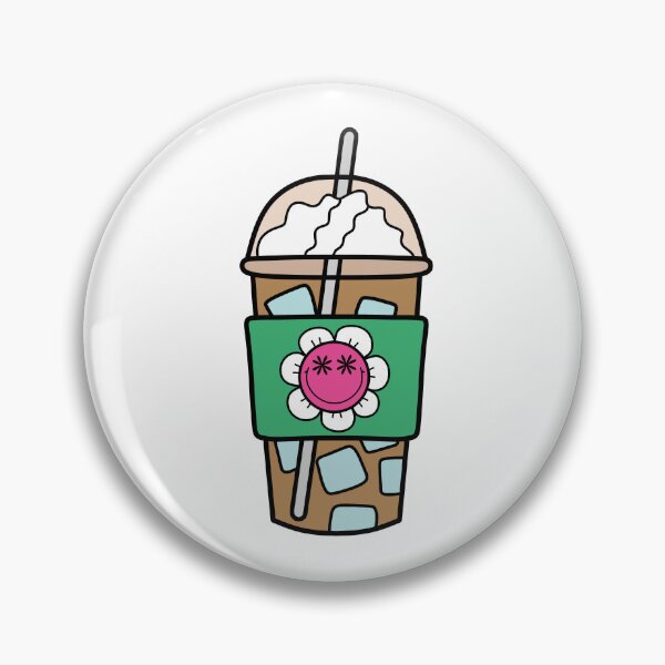 Item preview, See-Through Iced Coffee Cup with Retro Smiley Flower Doodle Pink and White designed and sold by MrsCreative1.