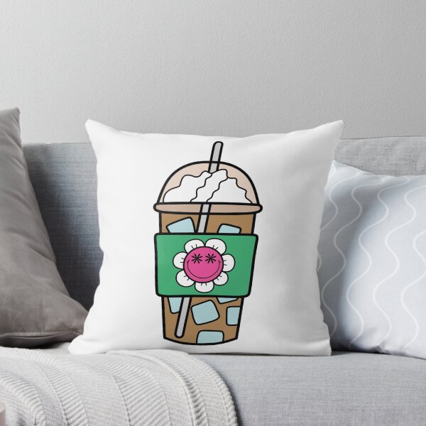 Item preview, See-Through Iced Coffee Cup with Retro Smiley Flower Doodle Pink and White designed and sold by MrsCreative1.
