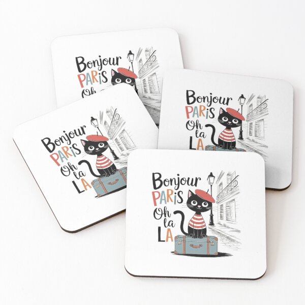 Item preview, Bonjour Paris Cat in a French Beret - Cute Parisian Travel Design designed and sold by love3617.