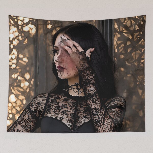Item preview, Wicca Witch girl in black lace and tattoos designed and sold by Jennifer Morcom.