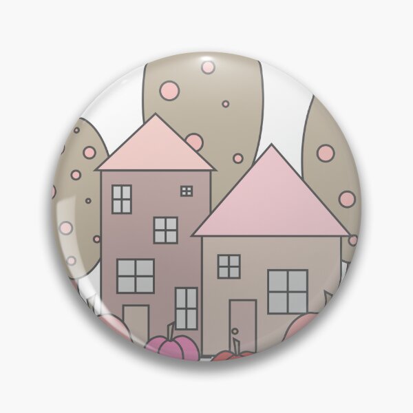 Item preview, Autumn composition - simple landscape, trees, houses and ripe pumpkins in different shades of orange.6 designed and sold by My-fake-places.
