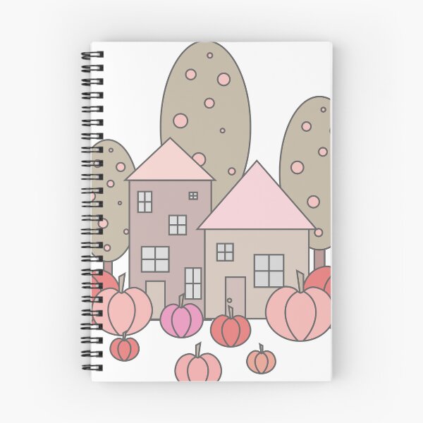 Item preview, Autumn composition - simple landscape, trees, houses and ripe pumpkins in different shades of orange.6 designed and sold by My-fake-places.