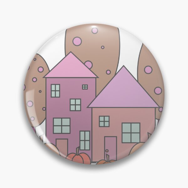 Item preview, Autumn composition - simple landscape, trees, houses and ripe pumpkins in different shades of orange.9 designed and sold by My-fake-places.