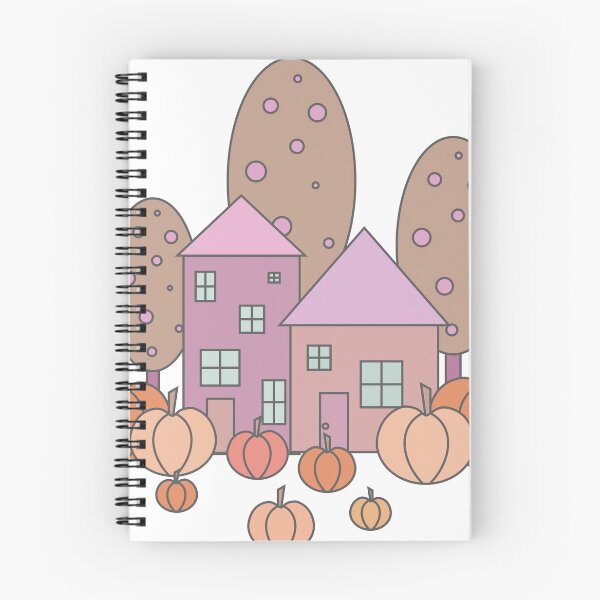 Item preview, Autumn composition - simple landscape, trees, houses and ripe pumpkins in different shades of orange.9 designed and sold by My-fake-places.