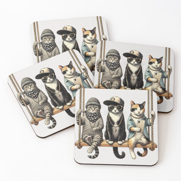 Item preview, Three Relaxed Cats on a Swing designed and sold by Blink Art Studio.