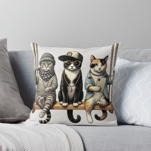 Item preview, Three Relaxed Cats on a Swing designed and sold by Blink Art Studio.