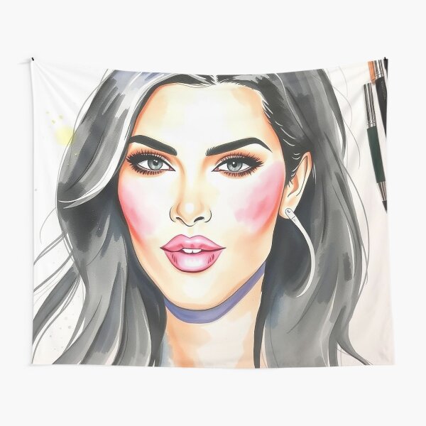 Aperçu de l'œuvre Belle aquarelle de Kim Kardashian créée et vendue par Juana-.