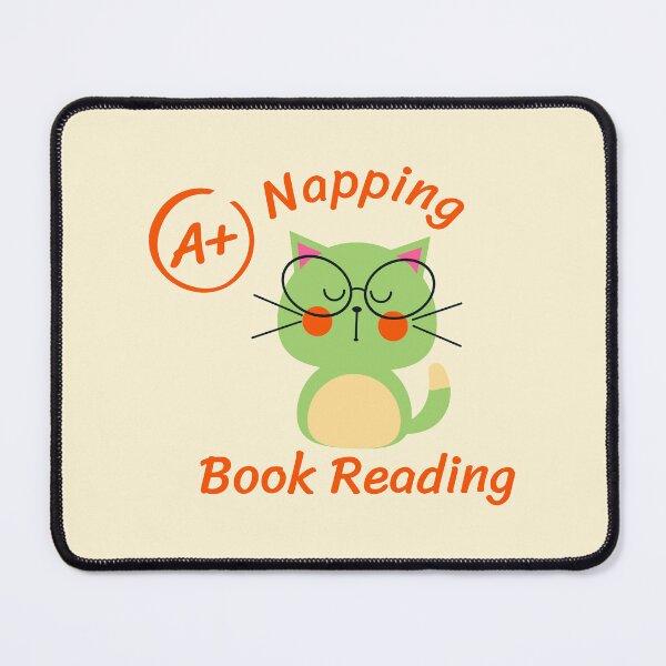 Item preview, A+ in Napping and Book Reading - Cat with Glasses designed and sold by Tulip Creators by This Definition.
