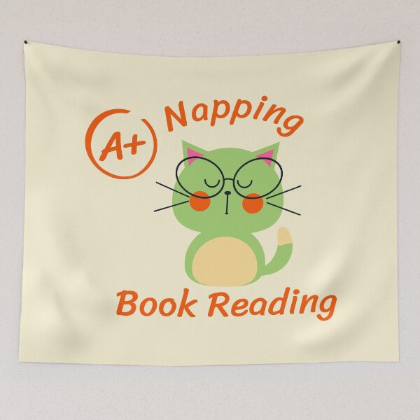 Item preview, A+ in Napping and Book Reading - Cat with Glasses designed and sold by Tulip Creators .
