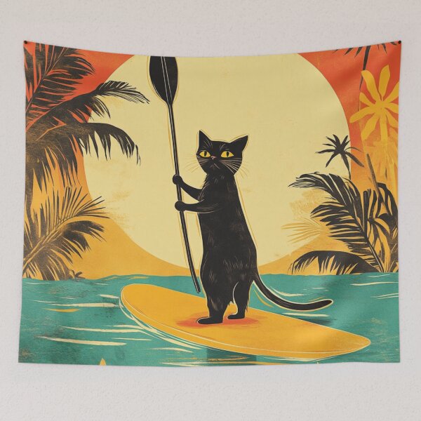 Item preview, Black Cat On Paddle Board designed and sold by GrinGalore.