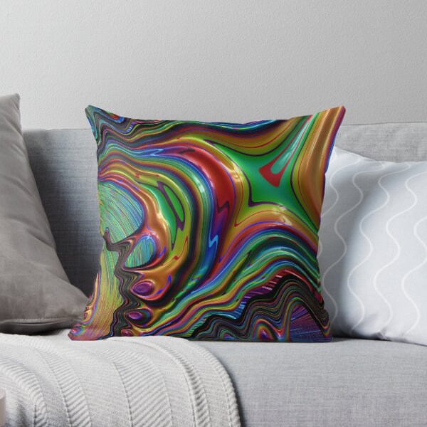 Rainbow Paint Fractal 25 Throw Pillow