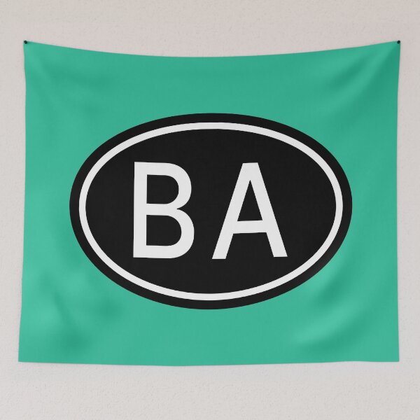 Item preview, BA Initials Monogram Oval White Letters designed and sold by Jeallan Designs.