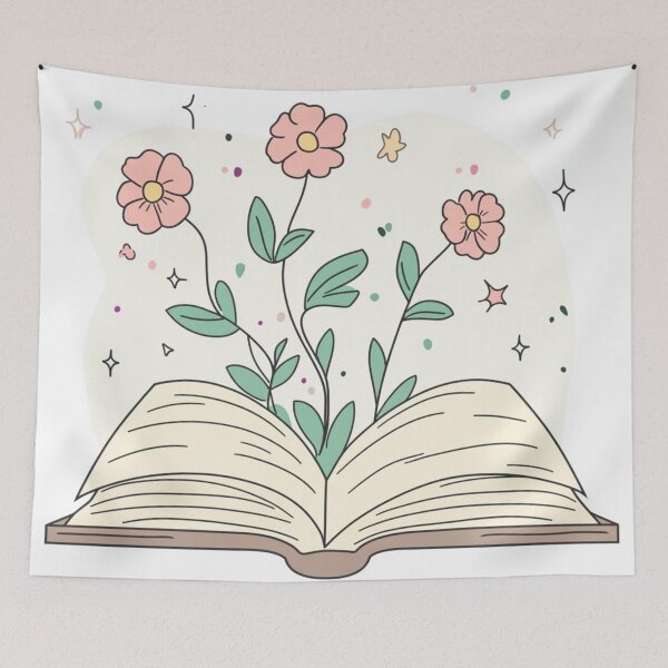 Item preview, Open Book With Flowers Three Branches Art designed and sold by GrinGalore.