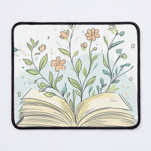 Item preview, Open Book With Flowers Line Art designed and sold by GrinGalore.