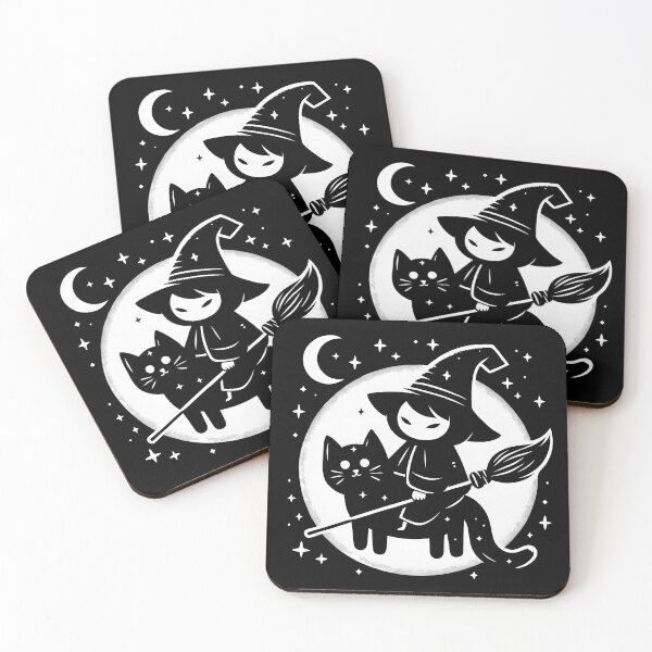 Item preview, Cute Witch Riding a Black Cat: Halloween Season designed and sold by printmala.