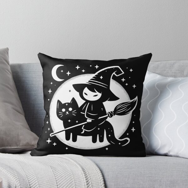 Item preview, Cute Witch Riding a Black Cat: Halloween Season designed and sold by printmala.