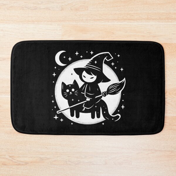 Item preview, Cute Witch Riding a Black Cat: Halloween Season designed and sold by printmala.