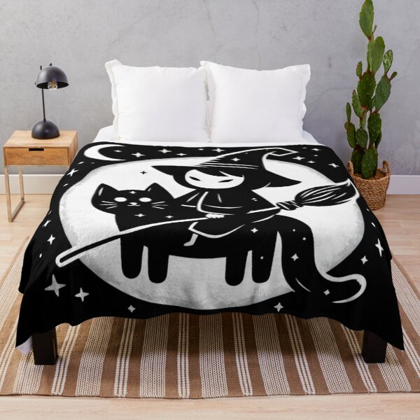 Item preview, Cute Witch Riding a Black Cat: Halloween Season designed and sold by printmala.