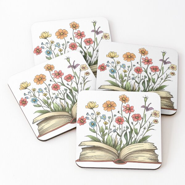 Item preview, Open Book With Flowers Green Leaves Art designed and sold by GrinGalore.