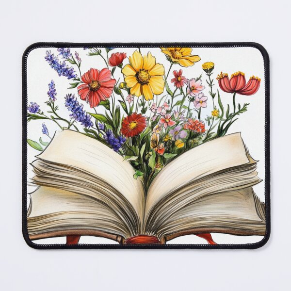 Item preview, Open Book With Flowers Pencil Art designed and sold by GrinGalore.