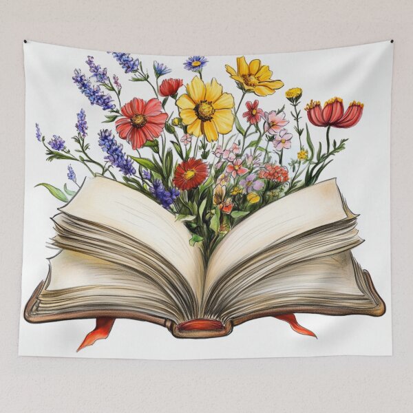 Item preview, Open Book With Flowers Pencil Art designed and sold by GrinGalore.