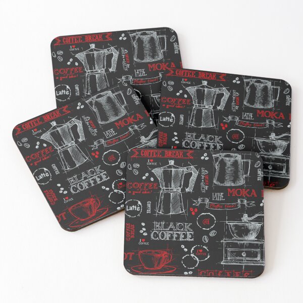 Item preview, Red pot of coffee - blackboard pattern  designed and sold by PP-Patterns.