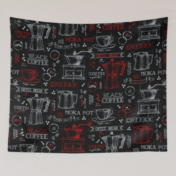 Item preview, Red pot of coffee - blackboard pattern  designed and sold by PP-Patterns.