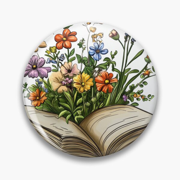 Item preview, Open Book With Flowers Rich Color Art designed and sold by GrinGalore.