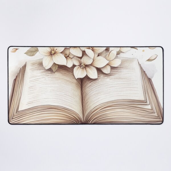 Item preview, Open Book With Flowers Beige Art designed and sold by GrinGalore.