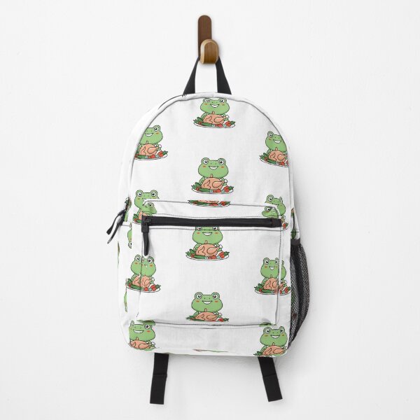 Item preview, Illustration of cute frog with a roast chicken and vegetables designed and sold by rasagamastore.