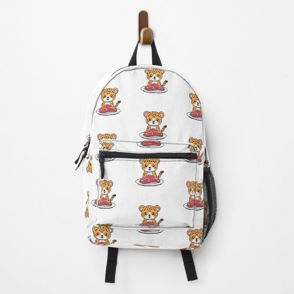 Item preview, Simple illustration of cute cheetah eating steak designed and sold by rasagamastore.