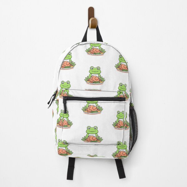 Item preview, Illustration of cute frog with a roast chicken and vegetables designed and sold by rasagamastore.