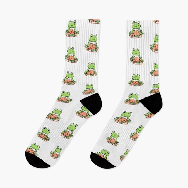 Item preview, Illustration of cute frog with a roast chicken and vegetables designed and sold by rasagamastore.