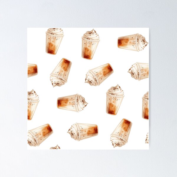 Item preview, Seamless pattern with cute cups of malt Latte Madness designed and sold by natalidesign.