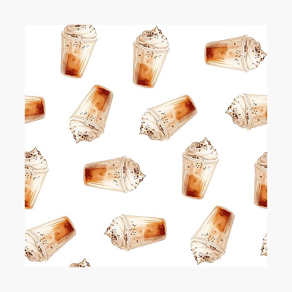 Item preview, Seamless pattern with cute cups of malt Latte Madness designed and sold by natalidesign.