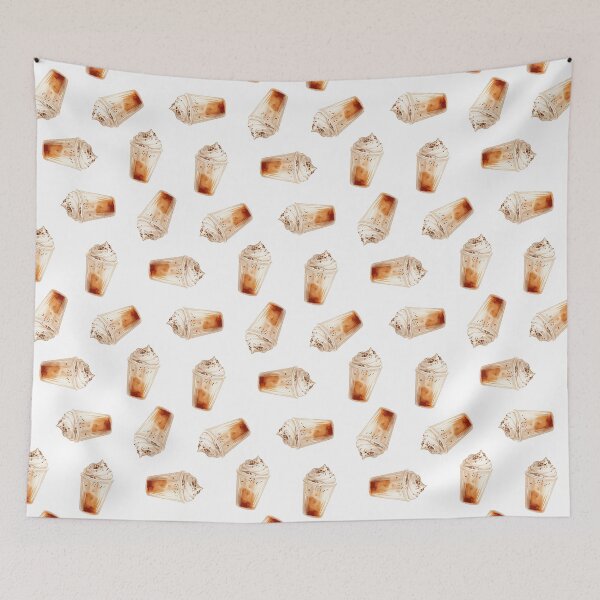 Item preview, Seamless pattern with cute cups of malt Latte Madness designed and sold by natalidesign.