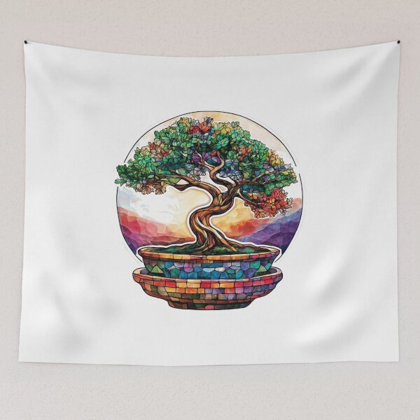 Item preview, Stained glass bonsai tree sticker designed and sold by SmileshareShop.