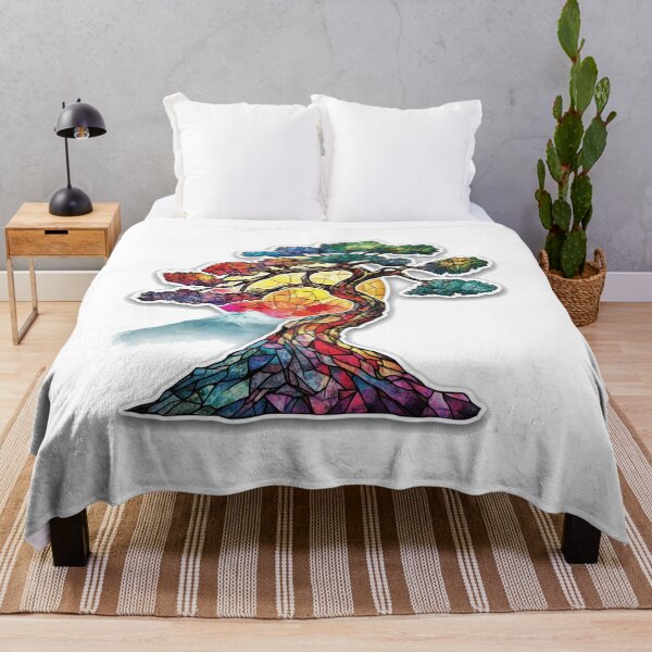 Item preview, Stained glass bonsai tree retro sunset sticker designed and sold by SmileshareShop.