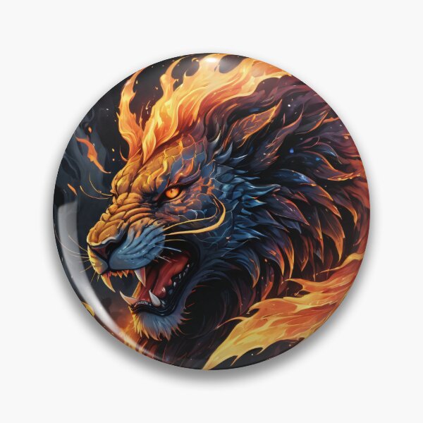 Item preview, Majestic Fantasy Lion with Intricate Patterns and Flames designed and sold by ByteyCreatives.