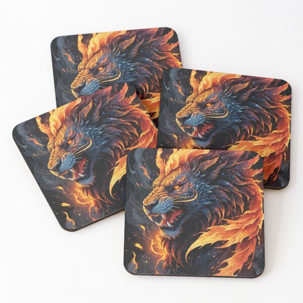Item preview, Majestic Fantasy Lion with Intricate Patterns and Flames designed and sold by ByteyCreatives.